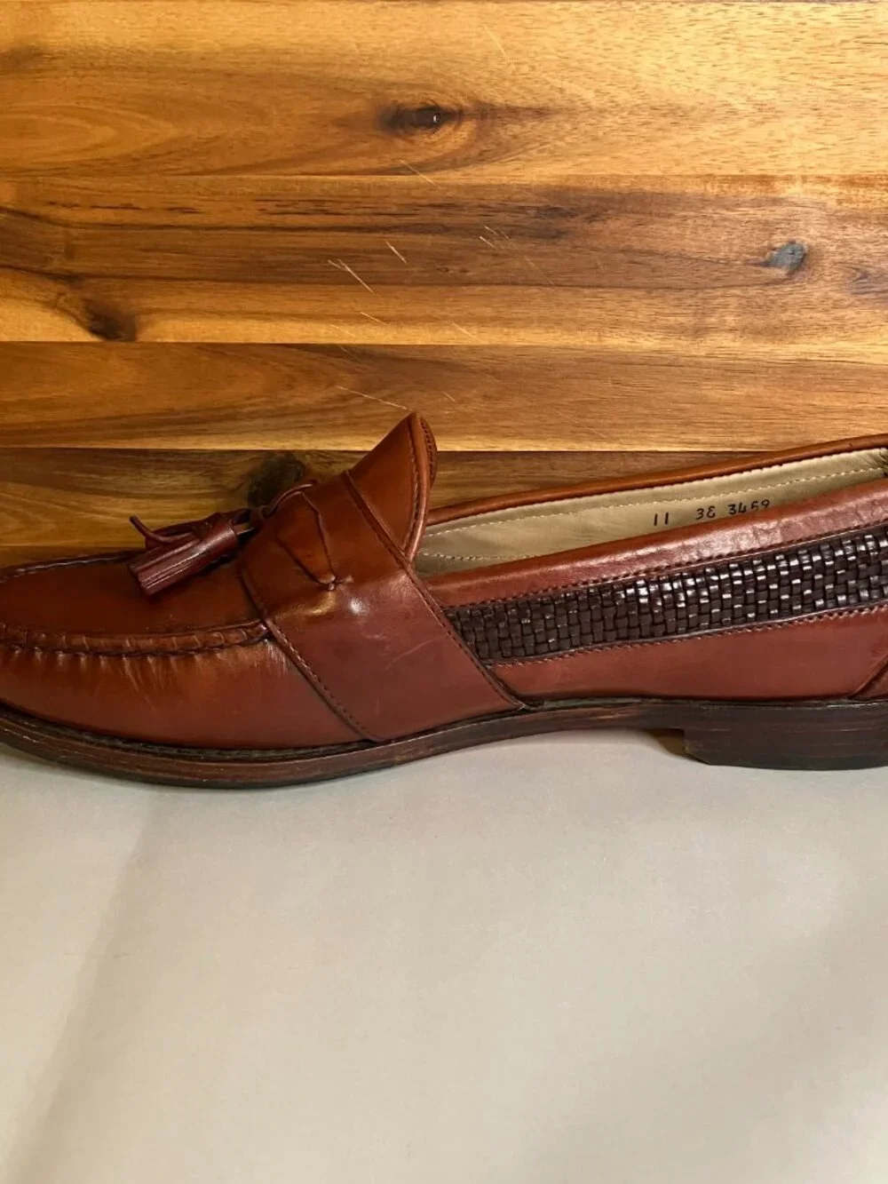 VTG Allen Edmonds Bennington Made in USA Brown Woven Tassel Loafers 11 3E Wide
